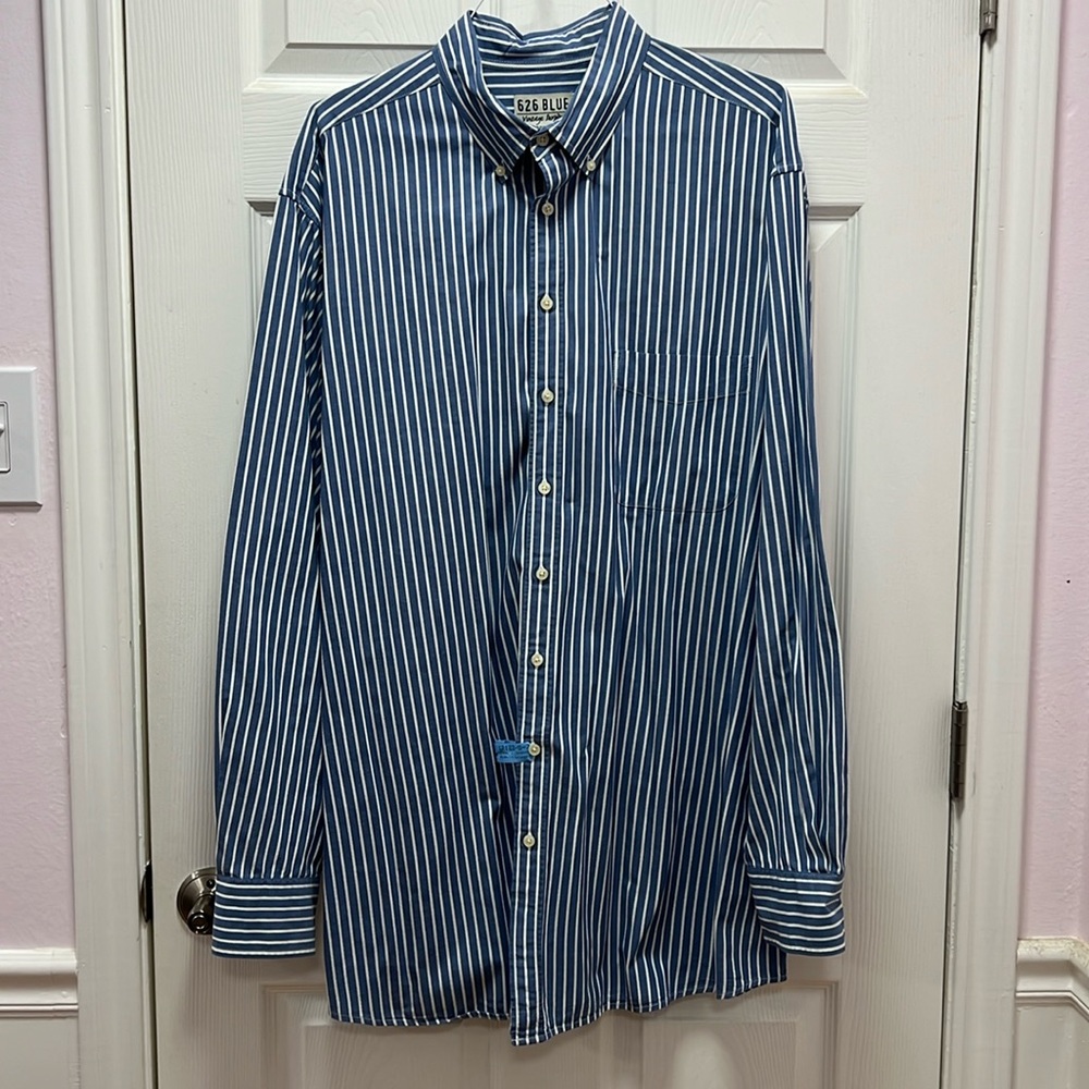 626 Blue striped Oxford shirt 2XLT